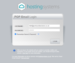 The login page of the webmail portal