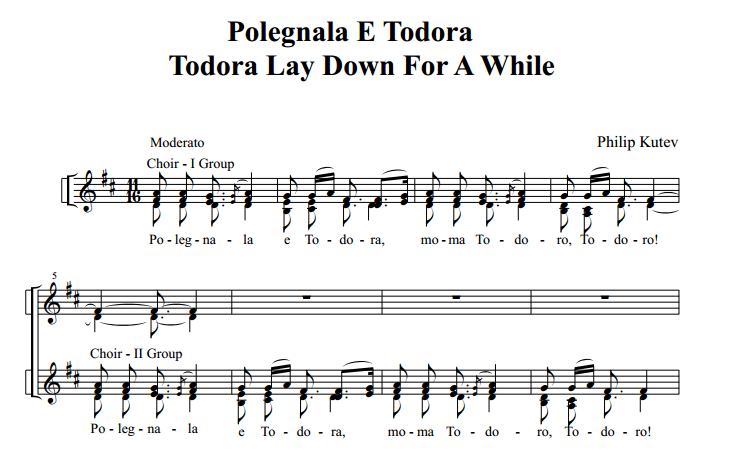 Polegnala e Todoro, only chorus reproduced