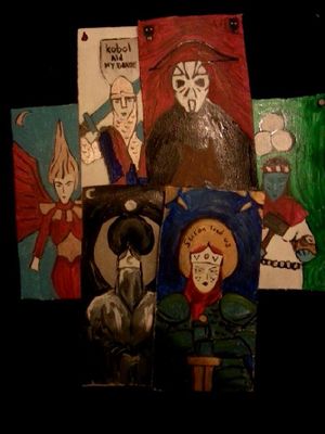 Suran, Kavol, Arav, Kobol, Evra, Farad and Dumah; some Suranni mystics use cards such as these in divination.