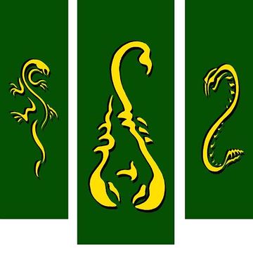A trio of Druj banners