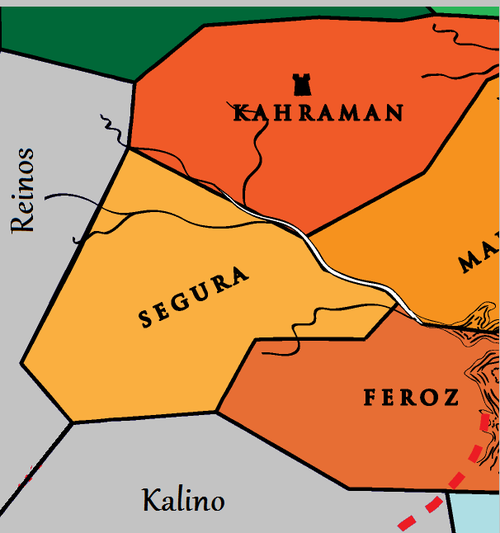 The rough positioning and known details of the territories that make up the Lasambrian Hills
