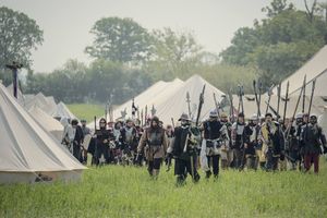 A column of Marcher soldiers with pole-arms