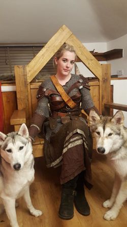 Steinr Thane at home with her hounds.