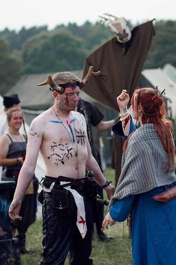 During ceremonies, subjects are often painted with temporary designs by their friends and family.