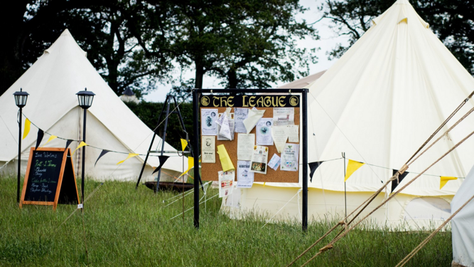 Noticeboard in the League camp
