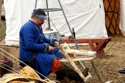 A Varushkan artisan hard at work at his lathe.