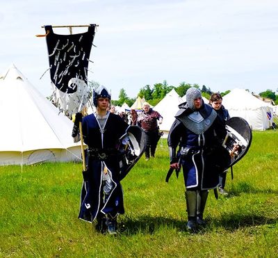 The banner of Adina's Charge, a memorial for the dead carried into battle by the living.